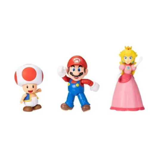Nintendo Super Mario Toad, Mario, and Peach Action Figure Set - 3pk image {2}