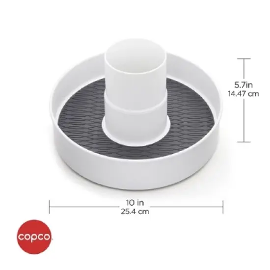 Copco 10-Inch Multi-Compartment Storage Turntable with Non-Skid Liner & Soft Base - 2-Section Divided Lazy Susan Organizer image {1}