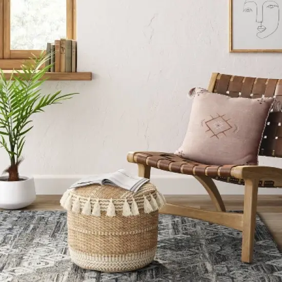 Gemma Pouf Jute Striped/Tassels Natural - Opalhouse&trade; image {1}