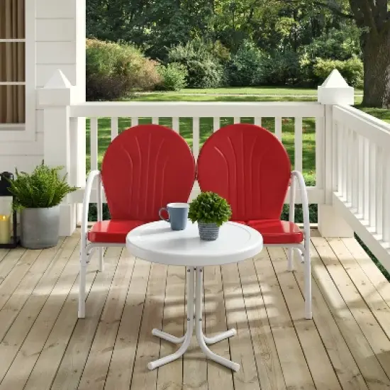 Griffith 3pc Outdoor Conversation Set - Red - Crosley image {4}