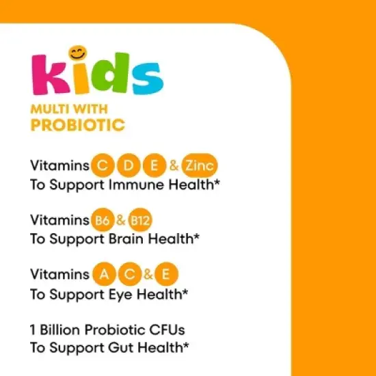 One A Day Kids' Multivitamin with Probiotic Gummies for Digestive Health - Orange - 60ct image {3}