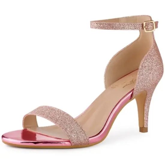 Perphy Women's Glitter Ankle Strap Stiletto Heels image {8}