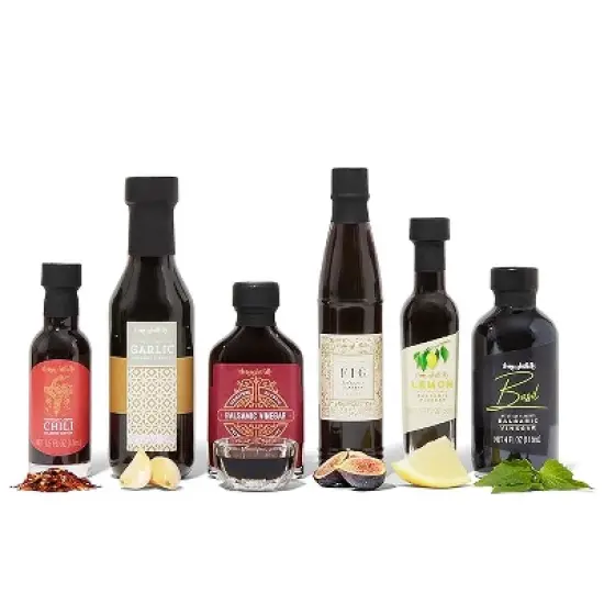 Thoughtfully Gourmet, Balsamic Vinegar Gift Set, Flavors Include Fig, Chili, Garlic and More, IGP Certified, Crafted in Modena, Italy, Set of 6 image {1}