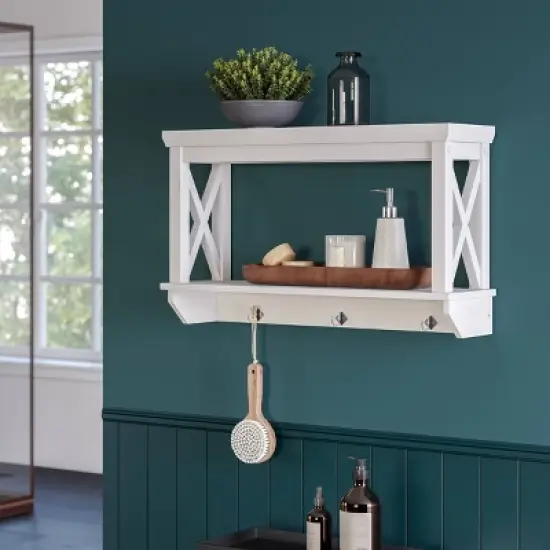 3 Hook La Crosse Wall Shelf - RiverRidge Home image {5}