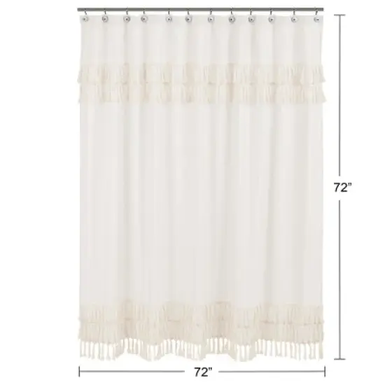 Sweet Jojo Designs Shower Curtain 72in.x72in. Boho Fringe Ivory image {2}