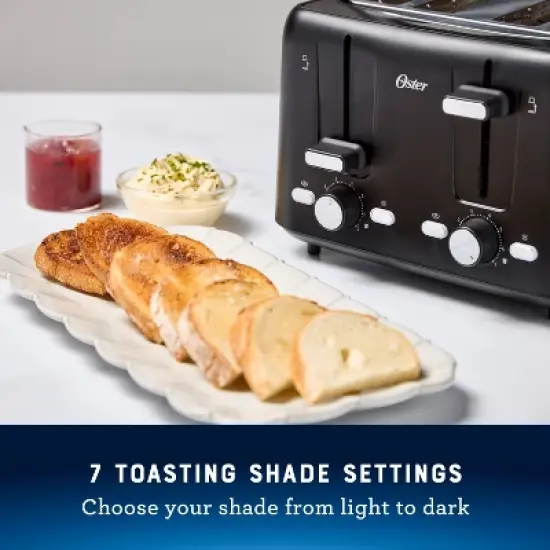 Oster 4-Slice Toaster With Extra-Wide Slots Black: Bagel & Bread Toaster, 1560W, Kitchen Aid, Spot Clean image {3}