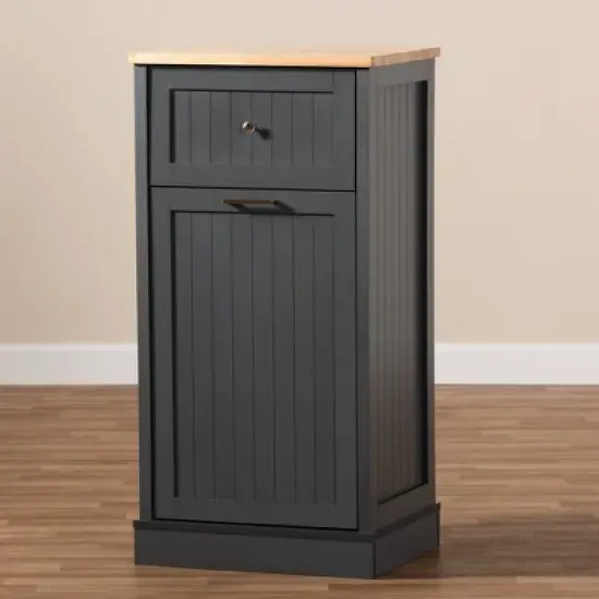 Marcel Oak Finished Kitchen Cabinet Gray/Brown - Baxton Studio image {6}