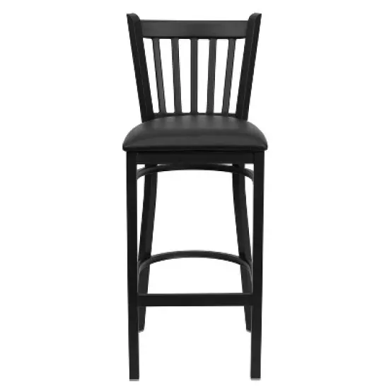 Emma and Oliver Black Vertical Back Metal Restaurant Dining Barstool image {10}