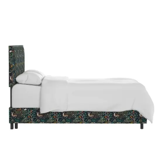 Queen Arcadia Nail Button Nature Printed Bed Blue - Skyline Furniture image {2}