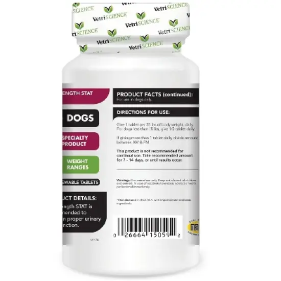 VetriScience UT Strength STAT for Dogs, Urinary Tract Support, Cranberry Flavor, 90 Chewable Tablets image {2}
