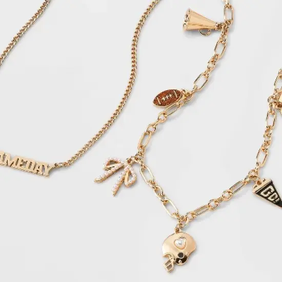 Game Day Charm Necklace Set 2pc - Wild Fable&trade; Gold image {2}
