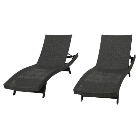 Toscana Set of 2 Wicker Patio Chaise Lounge - Gray - Christopher Knight Home image {8}