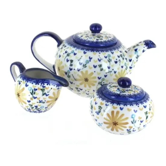 Blue Rose Polish Pottery 1700 WR Unikat 3 Piece Tea Set image {9}
