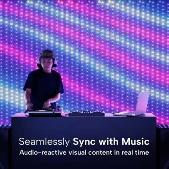 Twinkly Lightwall 8x8ft, LED Panel Smart, Multicolor LED Lights, DJ Lights and Music Rhythm Show, Aluminum Frame and Transport Trolley Included image {4}