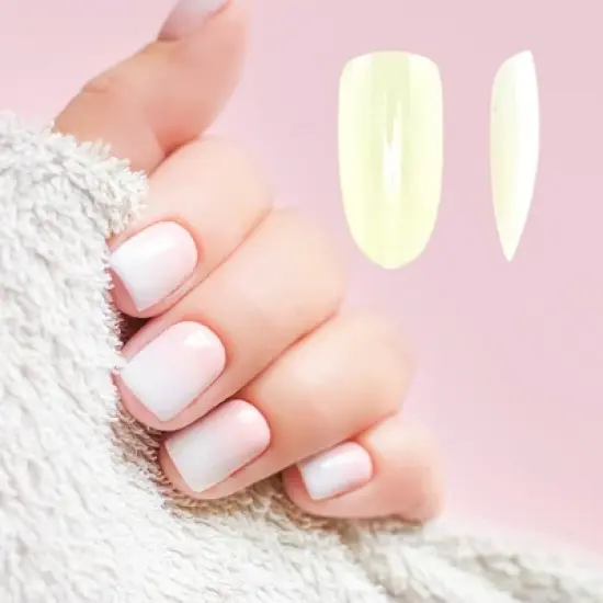 Unique Bargains Women's Oval Shape Fake Nails Beige 1 Set image {3}