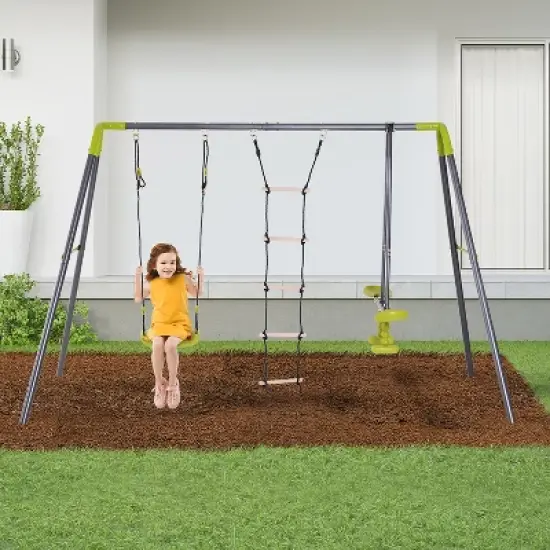 Dexmalle 3 in 1 Kids Metal Swing Set image {1}