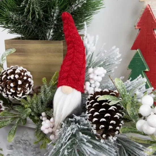 Northlight Gnome with Knitted Hat Christmas Decoration - 8" - Gray and Red image {1}