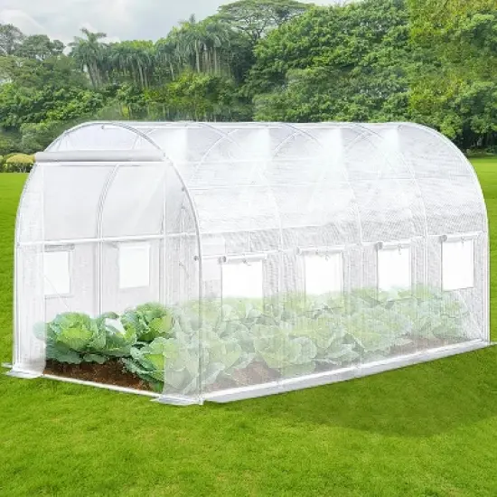 Premium Outdoor Greenhouse 8.2x6.6x6.6FT, Upgraded Heavy Duty Portable Walk in Frame, Large Outdoor Garden Plant Hot Hoop House, Transparent Cover image {2}