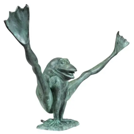Design Toscano Crazy Legs, Leap Frog Bronze Garden Statue: Large image {1}
