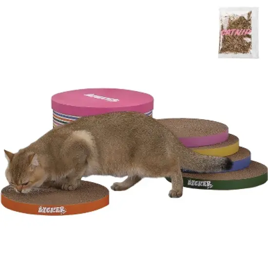 THE LICKER STORE Kate Modern Patterned Cardboard Reversible Cat Scratcher Pad in Box with Catnip image {8}