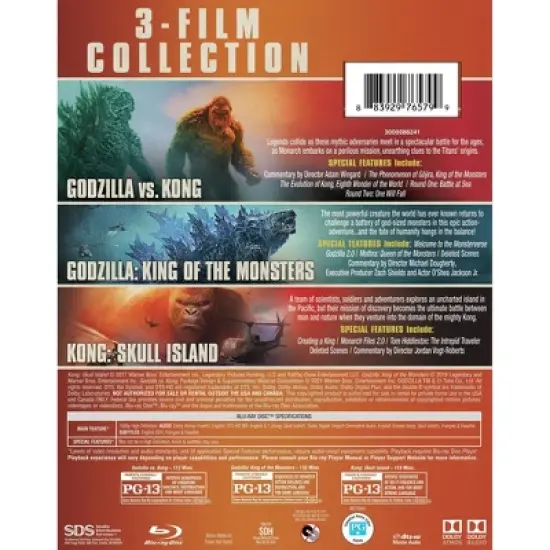 Godzilla vs. Kong/Godzilla: King of the Monsters/Kong: Skull Island: 3 Film Bundle (Blu-ray) image {2}