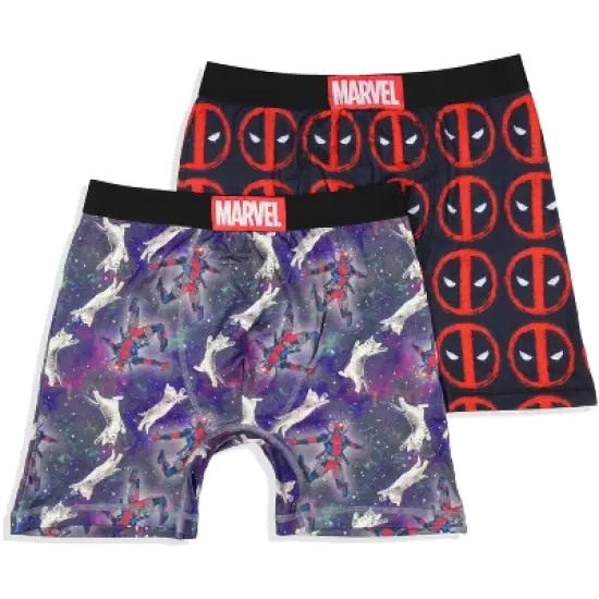 Marvel Mens' 2 Pack Deadpool Cat Symbol Boxers Underwear Boxer Briefs Black image {5}