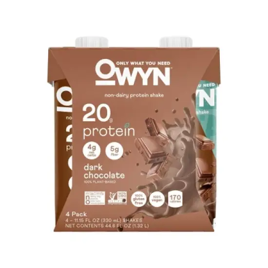OWYN 20g Dairy Free Protein Shake - Dark Chocolate - 4pk/44.6 fl oz image {4}