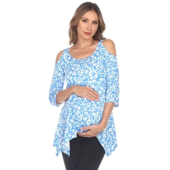 Maternity Leopard Cold Shoulder Tunic Top image {6}