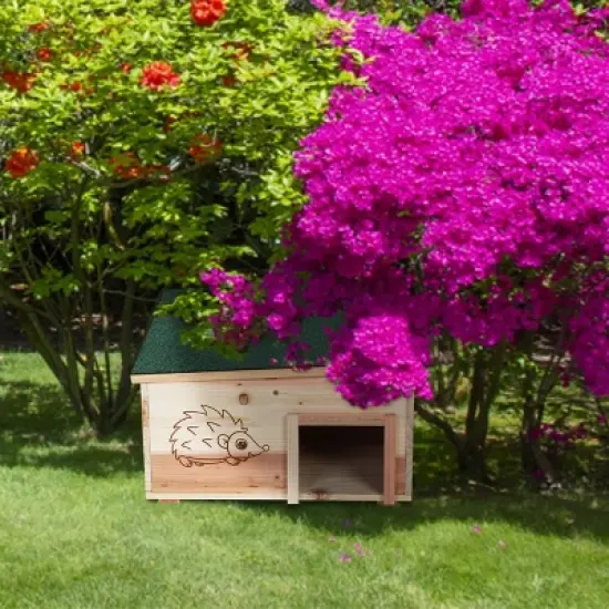 Artloge Large Wooden Hedgehog House Predator Proof Guinea Pig Small Animal Hibernation Shelter Hideout Wood Habitat Nest Box House with Felt Roofing image {10}