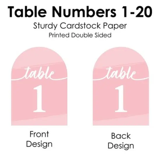 Big Dot of Happiness Pink Elegantly Simple - Wedding Receptions, Parties or Events Double-Sided 5 x 7 inches Cards - Table Numbers - 1-20 image {5}