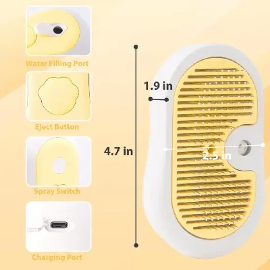 BABYYER 5 in 1 Cat Steam Brush - Anti-static & Low-noise Cat Brushes for Indoor Cats - Suitable for Long & Short-haired Variety of Pets image {6}
