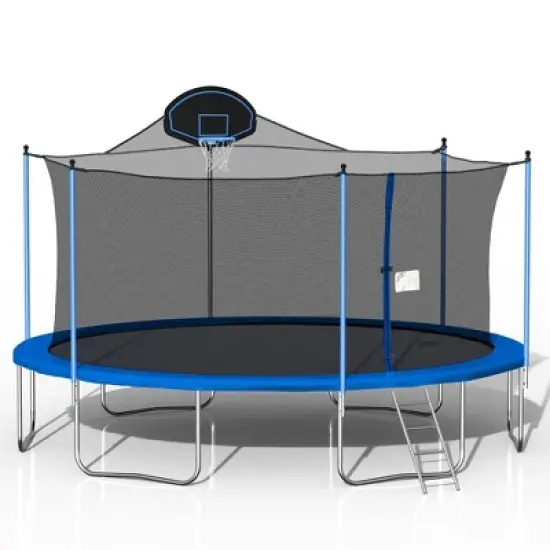 Garvee 16ft Trampoline, Safety Enclosure Net, Backboard, Steel Ladder, Outdoor Backyard Trampoline, Parent Child Interactive Game image {8}