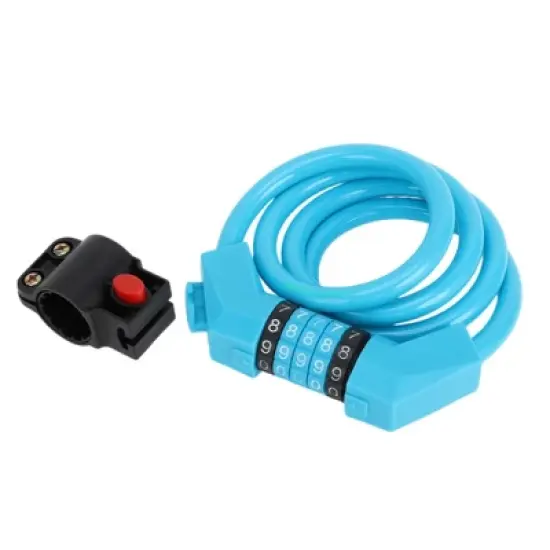 Unique Bargains Extended Bicycle Padlock Cable Lock Spiral Resettable 5 Digit Bike Lock Blue Set image {6}