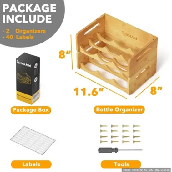 Water Bottle Organizer with Labels for Kitchen and Pantry,2 Pack 3-Slot, Hold 6 Bottles image {5}