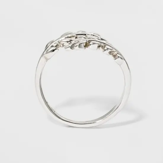 Silver Plated Leaf Bypass Ring - A New Day&trade; Silver - Size 8 image {1}