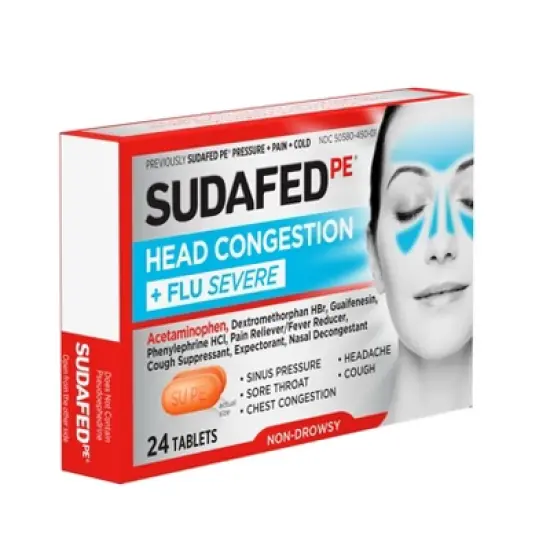 Sudafed PE Head Congestion + Flu Severe Tablets - 24ct image {3}