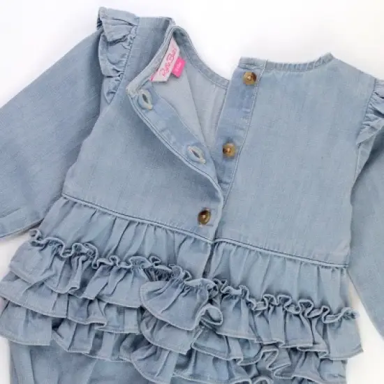 RuffleButts Baby Girls Long Sleeve Flutter Bubble Romper image {4}