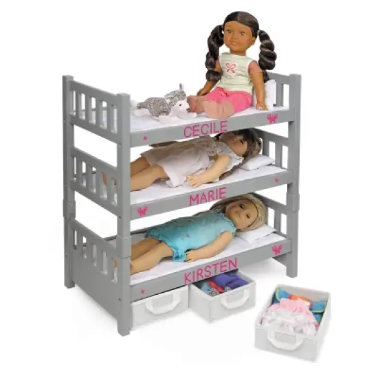 Badger Basket 1-2-3 Convertible Doll Bunk Bed with Baskets and Free Personalization Kit  - Executive Gray image {7}