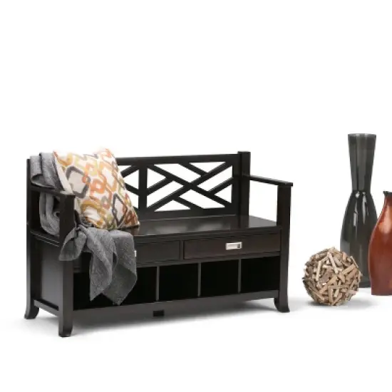 48" Lancaster Solid Wood Entryway Storage Bench with Drawers and Cubbies Espresso Brown - WyndenHall image {1}