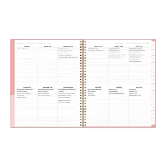 Blue Sky 8.5"x11" 2025-2026 Weekly/Monthly Student Wirebound Planner Double Pocket Flamingo Pink/Sorbet image {7}