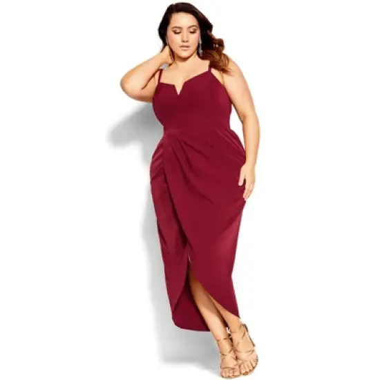 Women's Plus Size Sassy V Dress - ruby | CITY CHIC image {3}