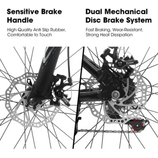 YONWAY 27 Inch 21 Speed Mountain Bike, Suspension Fork, Aluminum Frame Disc Brake, Unisex Mountain Bike City Commuter image {3}