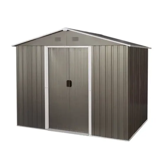 Gulches 8ft x 6ft Outdoor Metal Storage Shed with Metal foundation,Gray (SKU: W540S00012) image {10}