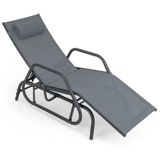Tangkula Patio Chaise Lounge Glider Recliner Chair Adjustable Sturdy Metal Frame Outdoor image {8}