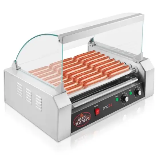 Olde Midway Electric Hot Dog Roller Grill Machine with Glass Cover, Commercial Grade image {8}