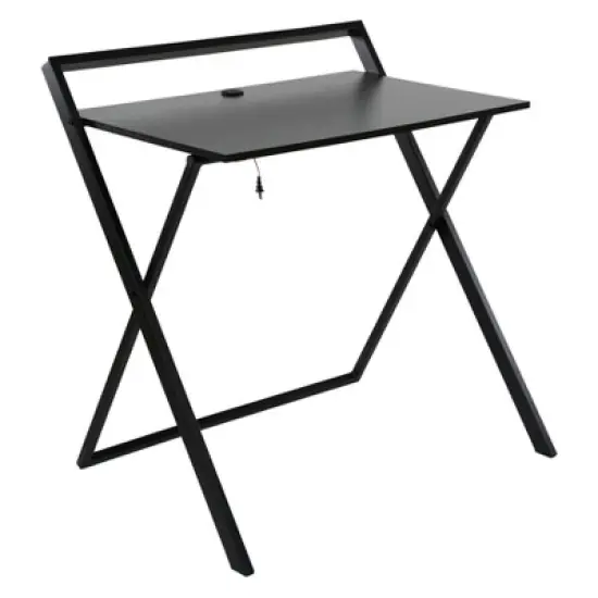 Basics No Assembly Folding Desk with Dual Usb Charger Whitewashed Oak/White - OneSpace image {5}