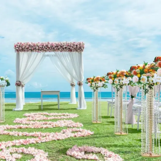 VEVOR 10PCS 35.43inchTall Crystal Wedding Flowers Stand,Luxurious Centerpieces Flower Vases Crystal Gold Vase Metal,Perfect for T-stage Wedding Party image {1}