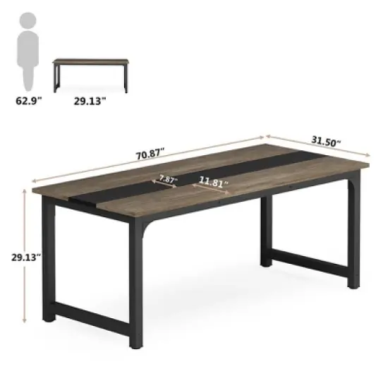 Resenkos Computer Desk, Gaming Desk,Computer Desk, Office Desk Computer Table Study Writing Desk,Vintage Grey & Black Gray image {1}