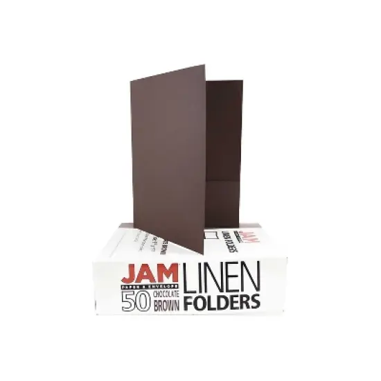 JAM Paper Two-Pocket Textured Linen Business Folders Chocolate Brown 386LBRD image {7}