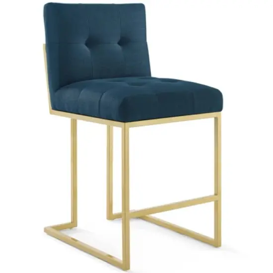 Privy Stainless Steel Upholstered Fabric Counter Height Barstool Gold - Modway image {1}